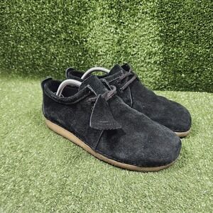Clarks Originals Ashton Black Suede Derby Casual Comfort Shoes Mens Size 9.5